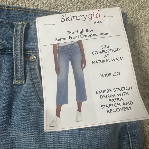 New Skinny Girl High Rise Button Front Cropped Wide Leg Jeans Size 8 - Picture 4 of 7